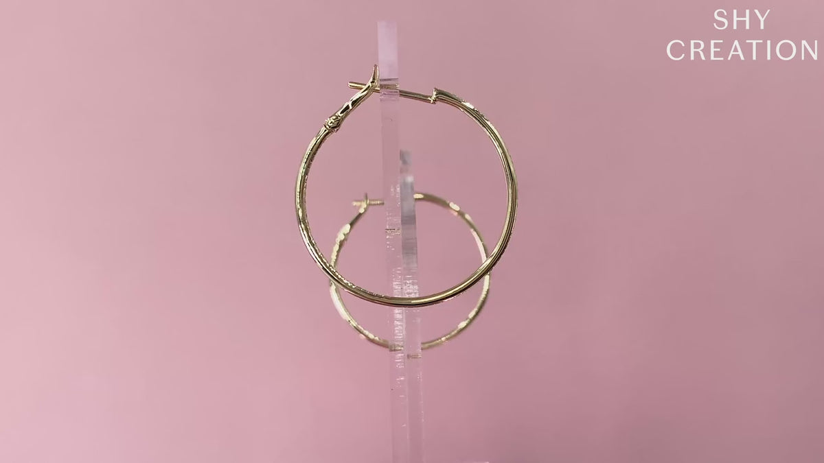 14K Gold Diamond Hoop Earrings