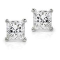 14K White Gold Princess Cut Diamond Stud Earrings