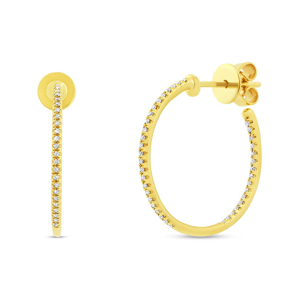 14K Yellow Gold Diamond Hoop Earrings
