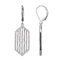 Lady's White Sterling Silver Dangle Hexagon Lattice Earrings