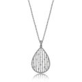 Lady's White Sterling Silver Fancy Link Tear Drop Lattice Necklace