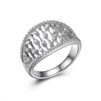 White Sterling Silver Contemporary Ring Size 6