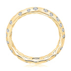14K Yellow Gold Quilted Diamond Eternity Satin Finish Gypsy Set Ring