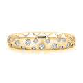 14K Yellow Gold Quilted Diamond Eternity Satin Finish Gypsy Set Ring
