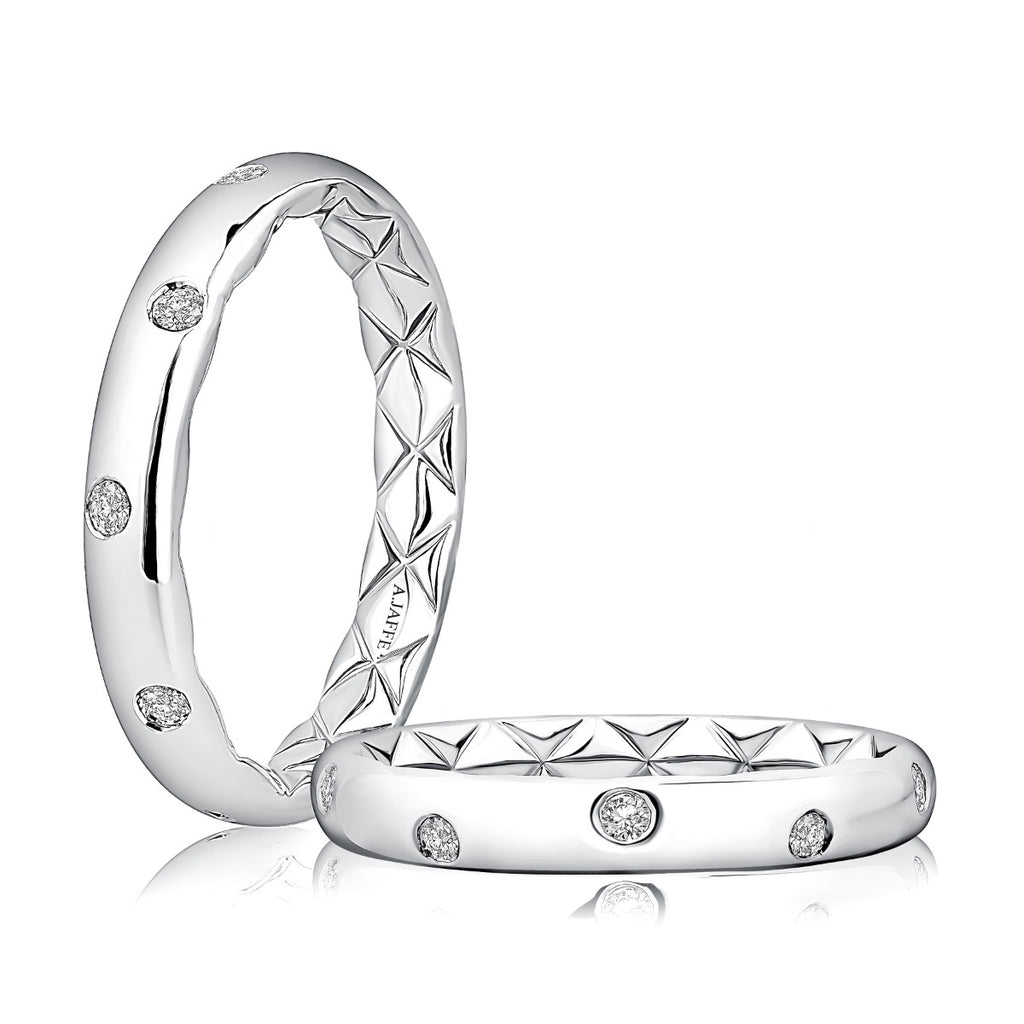 14K White Gold Quilted Diamond Eternity Gypsy Set Ring