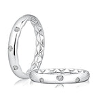 14K White Gold Quilted Diamond Eternity Gypsy Set Ring