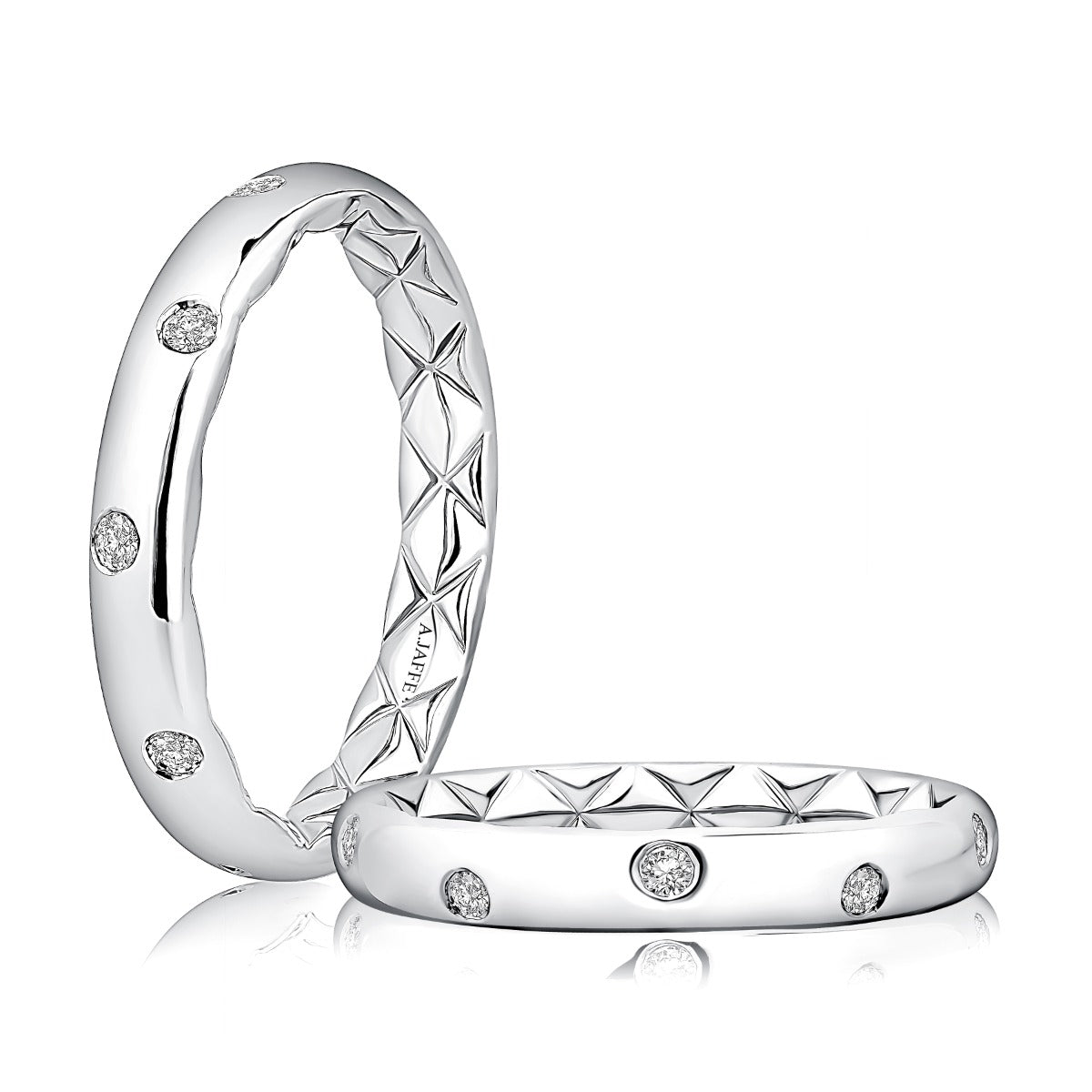 14K White Gold Quilted Diamond Eternity Gypsy Set Ring