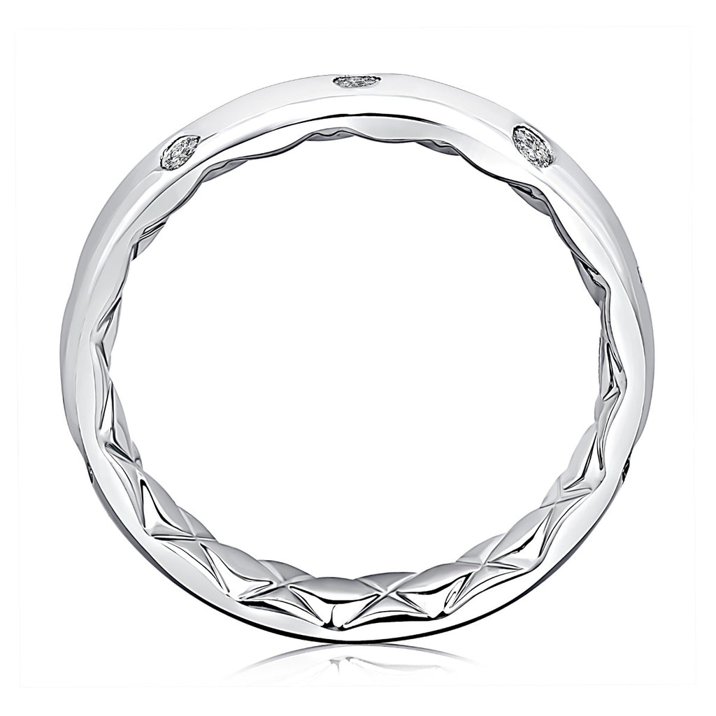 14K White Gold Quilted Diamond Eternity Gypsy Set Ring