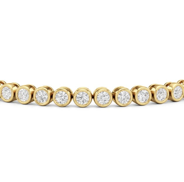 14K Yellow Gold Bezel Set Diamond Tennis Bracelet
